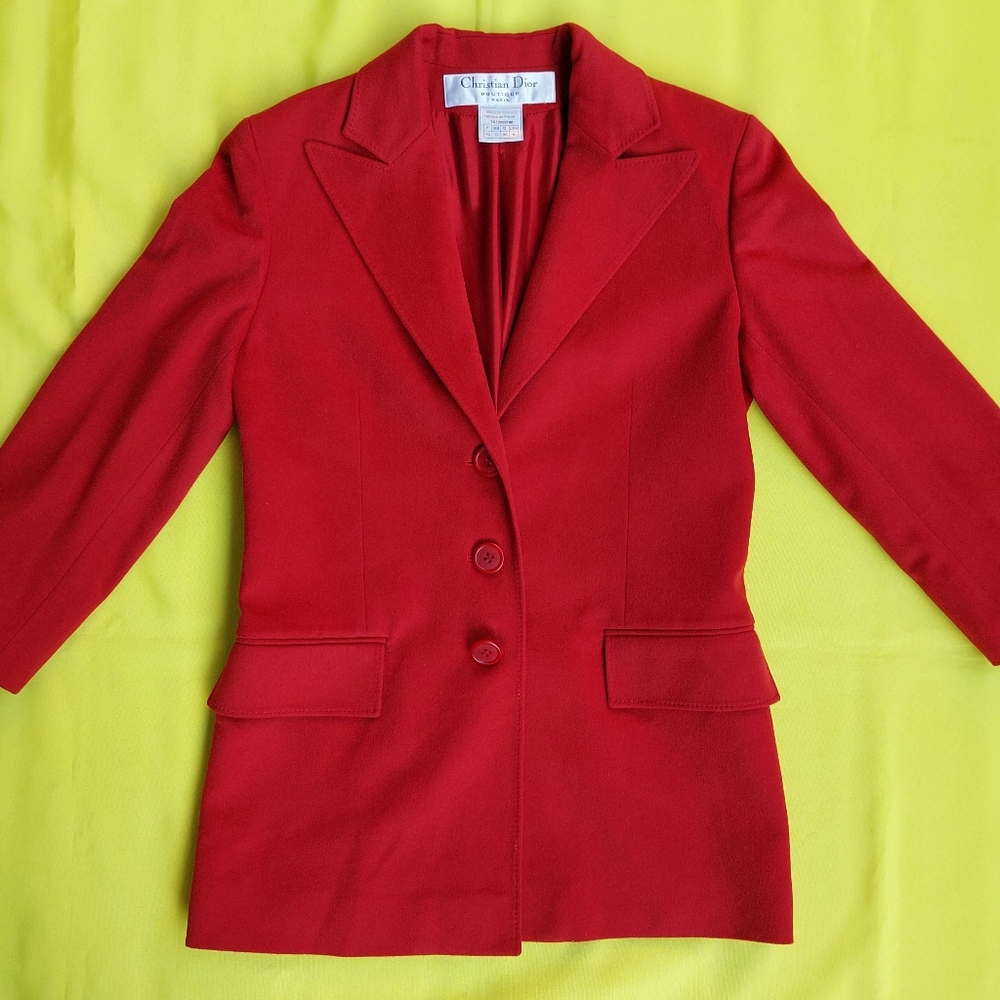 Christian Dior Authentic Vintage Jacket Wool Dark Red 1980s